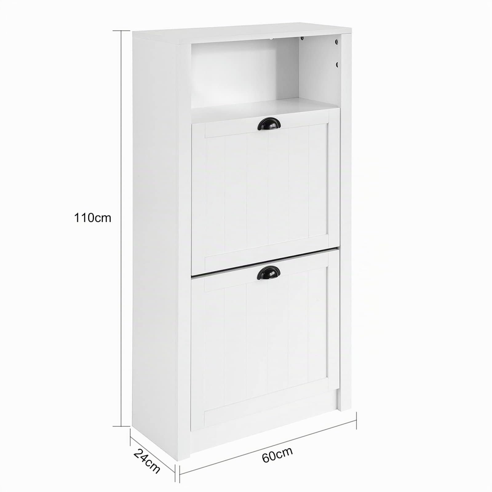 SoBuy Meuble à Chaussures Armoire d'entrée Commode 2 abattants, Coffre avec Un Espace de Rangement, FSR87-K-W