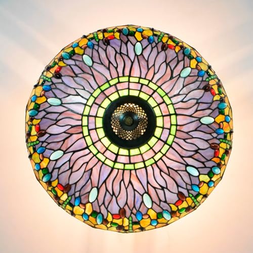 Lampadaire libellule 20 pouces en vitrail style Tiffany violet vert orange - 6