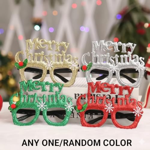 Image of PoPo Toys Merry Christmas Glasses Photo Booth Props, Fun Party Accessories for Adults, Colorful Christmas Party Decorations, Holiday Celebration Eyewear