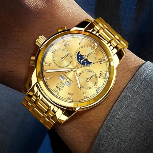 Image of OLEVS Watches for Men Automatic Mechanical Self Winding Dress Wrist Watch Multifunction Calendar Waterproof Luminous