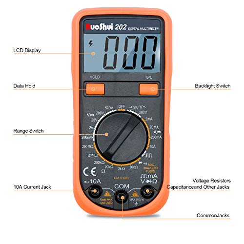 Ruoshui Multimetro Digitale, 2000 Conteggi