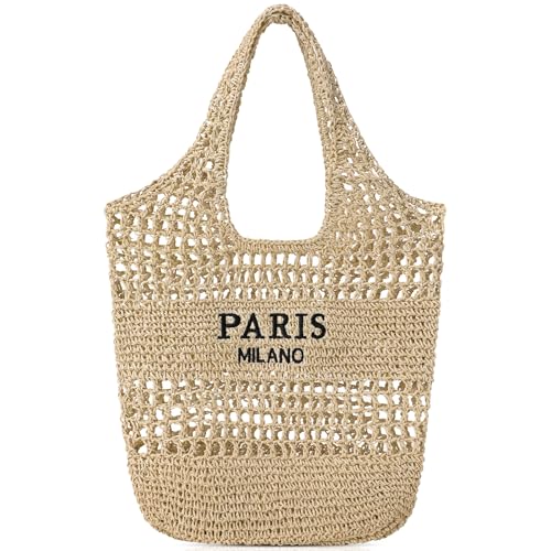 Image of Pleneal Beach Bags for Women - Women Beach Tote Bag, Summer Mesh Hollow Straw Tote Bag for Holiday Market