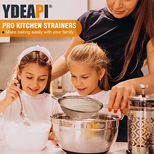 Ydeapi Fine Mesh Strainer, Stainless Steel Strainers With Sturdy Handle, Set Of 3 Metal Sieve For Kitchen Food, Rice, Quinoa, Tea - 7", 4.7", 3" #TOP4