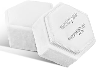 WLLHYF Velvet Ring Box, 2 Slots Wedding Ring Boxes Ring Bearer Box Hexagonal Jewelry Ring Box for Proposal Wedding Ceremony Engagement,Valentine's Day Gift?White?