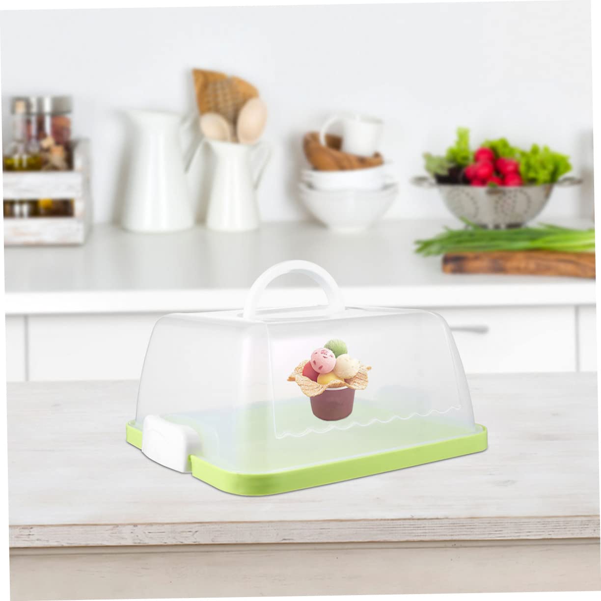 ABOOFAN Tall Cake Carrier Handle Portable Plastic Cake Box Airtight Storage Cheeses for Parties