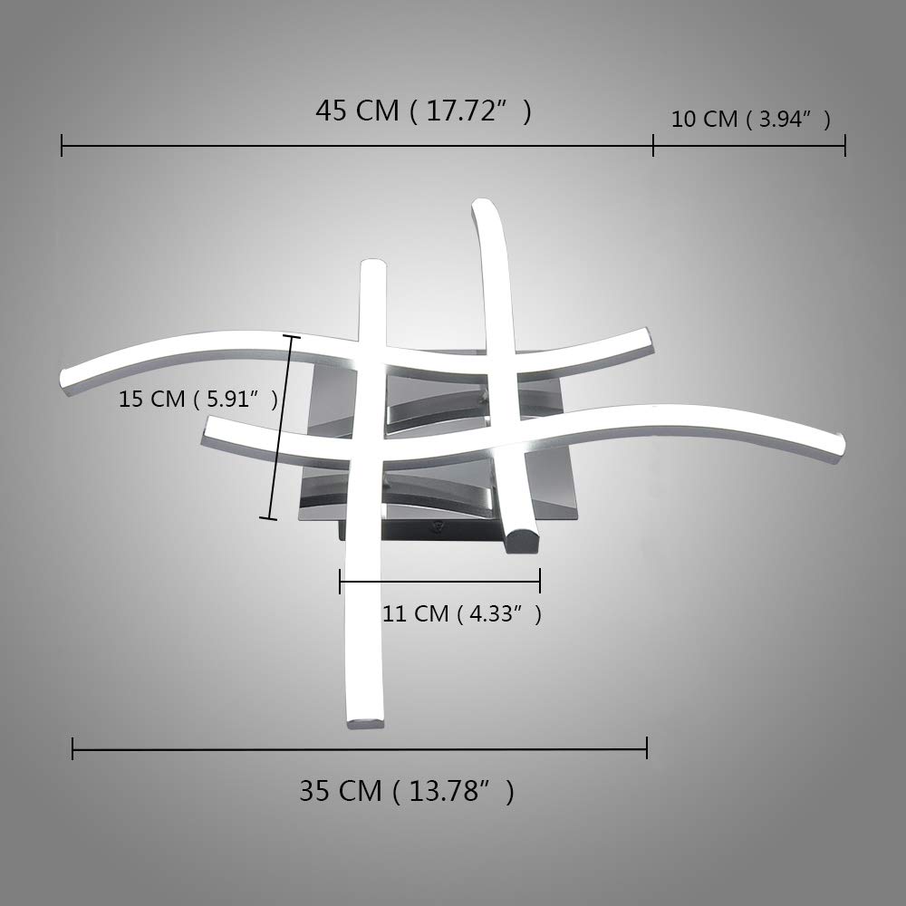 Plafoniera a LED luminosa 20W, lampada da soffitto moderna ed elegante con luce curva a 4 pezzi, 2000LM 6000K per illuminazione del corridoio del portico