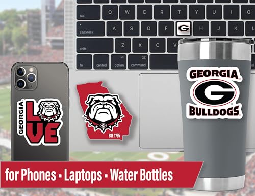 Image of Georgia Bulldogs Stickers & Decals 14 Pc UGA Set for Car & Water Bottle