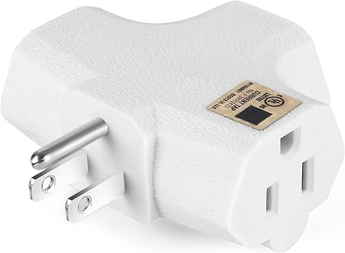 Adaptador de pared de 3 tomacorrientes en forma de T, extensor de enchufe de 3 clavijas con conexión a tierra, 125 V 1875 W, enchufe de pared disponible en Yaxa Peru