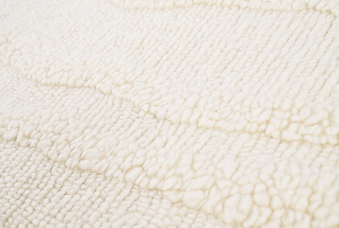 Hand Woven Ivory Wool Rectangular Minimalist Textured Living Room Area Rug 54 Pounds 8.0x10.0