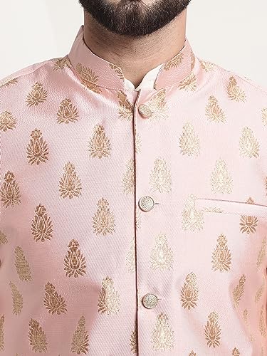 Image of SOJANYA (Since 1958 Men's Silk Blend Kurta Pyjama & Embroiderd Nehrujacket Combo