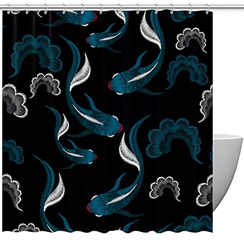 Rideau de douche koï et algues imperméable grand format 183x183 cm multicolore - 2