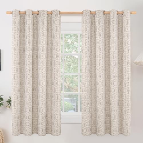 BGment Camel Linen Curtains 63 Inches Long for Bedroom - 2 Panels