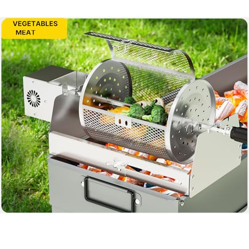 Nimomo Elektrisch Grillkorb, Rollender Drehspieß, Type-C BBQ automatisch rotierender, Rollgrillkorb-Ladeanschluss
