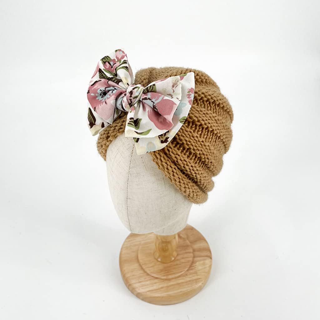 XYX Winter Baby Toddlers Breathable Cotton Beanie Hat Newborn Knotted Hat Cute Warm Knit Soft Turban Bow Knot Cap (Hat-multicolored3) - Image 6