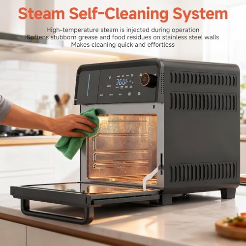 Image of OUNIN Air Fryer Toaster Oven Combo - 11-in-1 Countertop Convection Steam Oven with Air Fryer, Steam, Dual Cook, Bake, Roast, Dehydrate, 90-430F, Self-Cleaning, 16qt Capacity