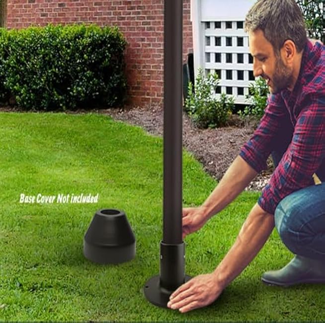 Solus SB-2403 Outdoor Surface Mount Lamp Post Base ¨C Light or Heavy Duty Aluminum Base for 3 Poles - Black, Bronze, or White ¨C Made in USA (Black Light Duty)