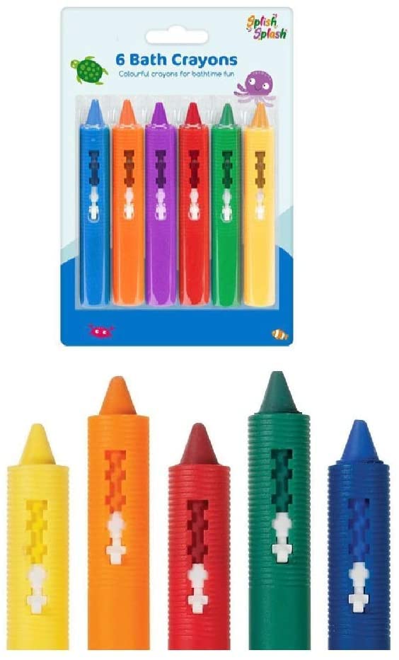 JKG® 6 Pack BABY BATH CRAYONS – DRAW, SCRIBBLE ON TILE – EASY WASHABLE – Educational STEM Learning Fun Baby Bath Toy…
