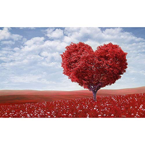 Affiche grand format arbre rouge en coeur oeuvre murale prestige 91x146 cm