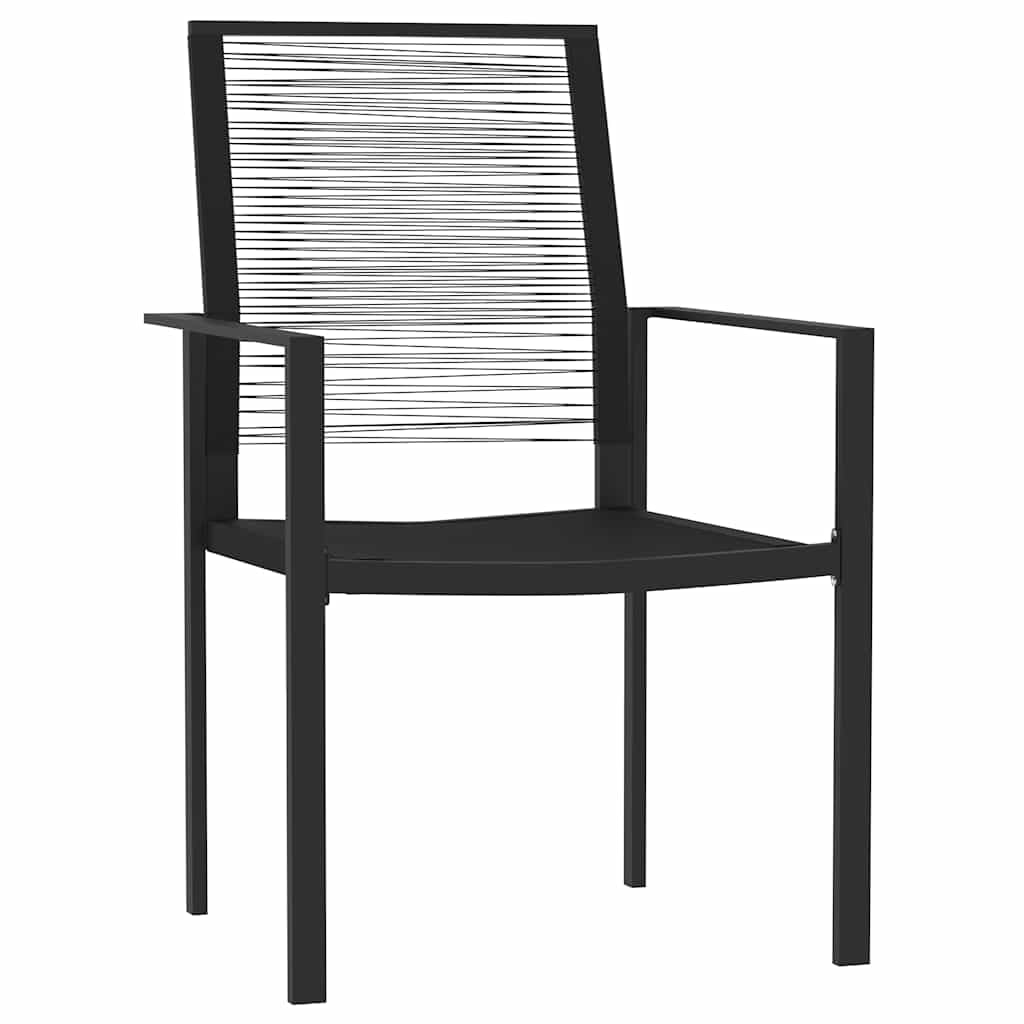 Juego de comedor de jardín de 5 piezas, color negro con mesa de | Estructura de acero con recubrimiento en polvo, sillas de ratán hueco, resistentes al agua, fáciles de limpiar