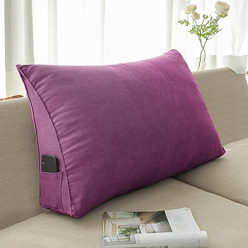 Generisch Lumbar Cushion, Wedge Bed Pillow, Back Support Pillow, Triangular Reading Pillow with Zipper, Headboard Backrest, Ideal for Sofa and Office, 90x20x50 cm, Yellow