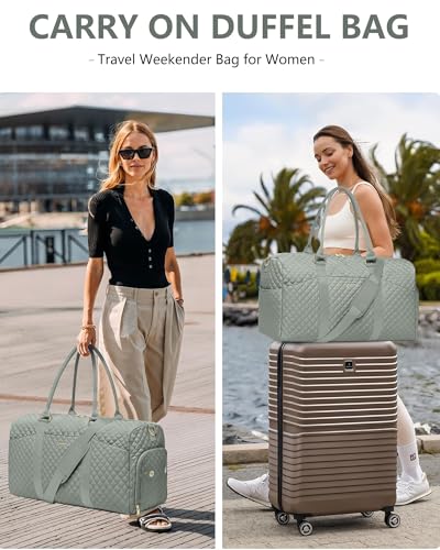 Image of Women Weekender Travel Duffle Bag: Travel Duffel Overnight Bags with Shoe Compartment Large Carry on Tote with Toiletry Bag Weekend Traveling Yoga Gym Hospital Bag for Women with Wet Pocket Green