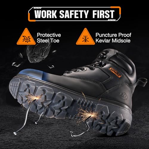 NINGO Work Boots for Men, Steel Toe Waterproof Boots with Puncture Proof, Oil & Slip Resistant, Comfortable Mens Construction Boot with EH Protection, Leather Shoes for Industrial4