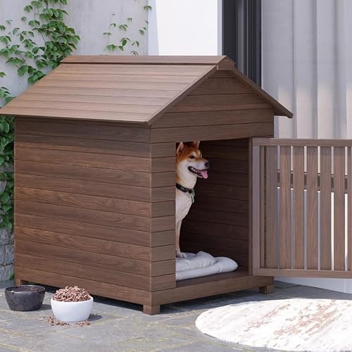 木製犬用ハウス 防水・防潮・耐久性に優れ 組立簡単 通気性 四季対応 大型犬から小型ペットまで幅広く対応 夏は涼しく冬は暖かく 屋内・中庭・バルコニーでも設置可能(M)