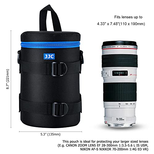 Image of JJC Deluxe Lens Case Pouch Bag for Canon EF 70-200mm f4L IS II USM /EF 28-300mm f3.5-5.6 L IS USM, for Nikon AF-S 70-200mm f4G ED VR /AF-Nikkor 80-200mm f2.8D ED & More Lenses below 4.3 inch x 7.4 inch(D x L)