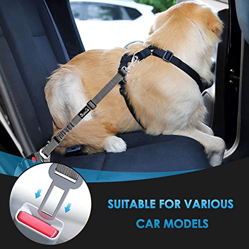 Image of SlowTon Dog Seat Belt for Car, 2 Pack Dog Car Harness Seatbelt with Bungee