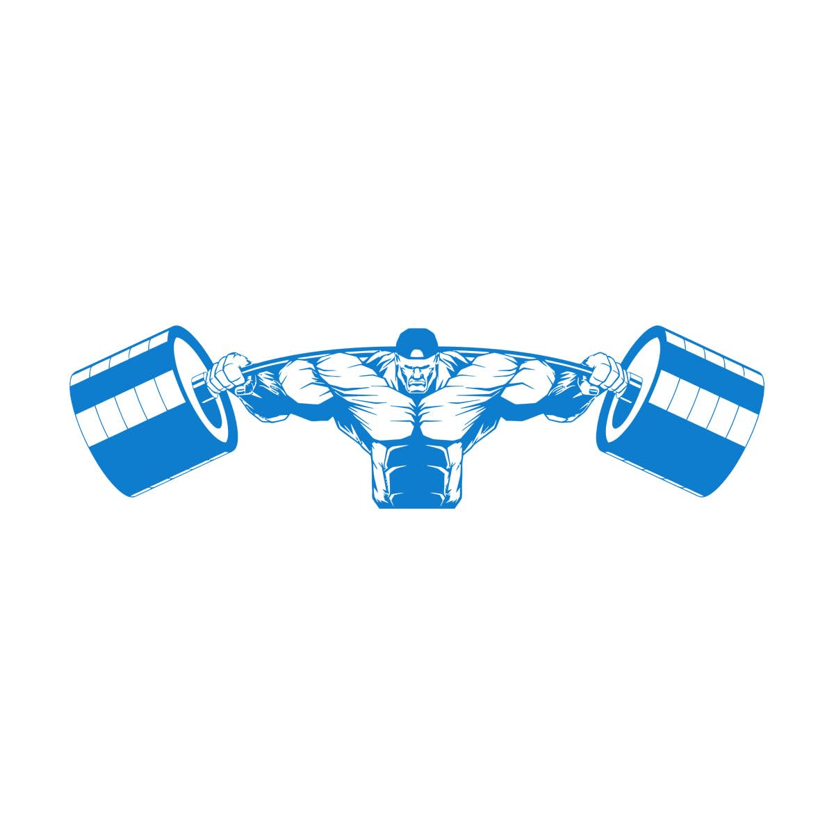 Wall Vinyl Sticker Decor Muscular Man Gymnastics Barbell Iron Weight 33x128cm Multi Color Selection Large Blue — image 1