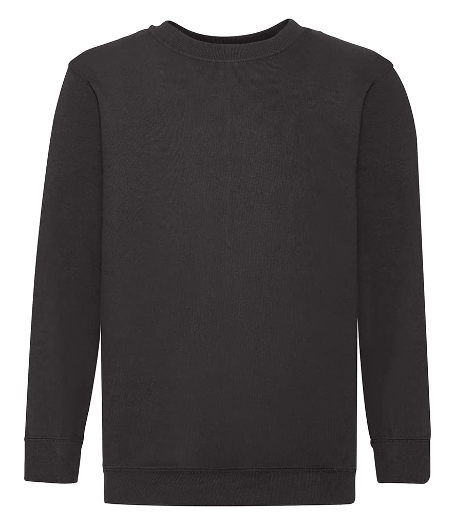 Fruit of the Loom Unisex Kids Set-In Classic Set-In Long Sleeve Sweater, Black (Schwarz - Schwarz), 12/13 years