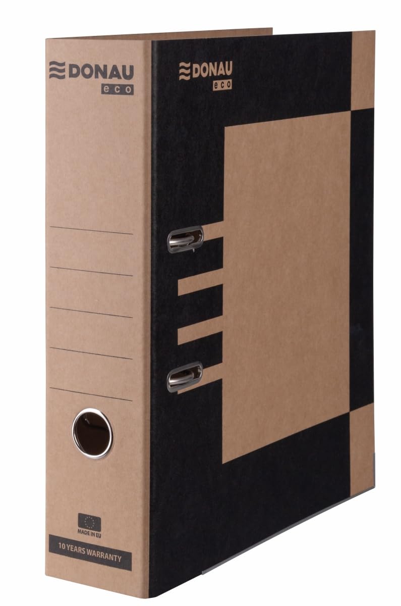 Carpeta Donau Eco Maxi/FSC A4/ 80 mm - 8 cm, Marrón-Negro/Pack de 10 Carpetas / 10 Unidades/Archivador A4