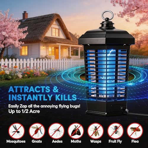 Image of Bug Zapper for Outdoor Indoor Waterproo f Electric Mosquito Zapper, Mosquito Zappers, Insect Killer lamp, Electronic Fly Zapper for Backyard, Patio,Garden,Sport Fields Home（4200v,10ft Cord）
