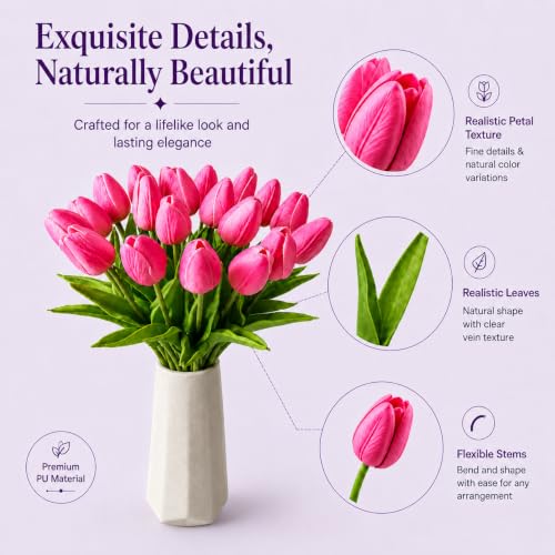 Image of Mandy's 20pcs Artificial Pink Tulips