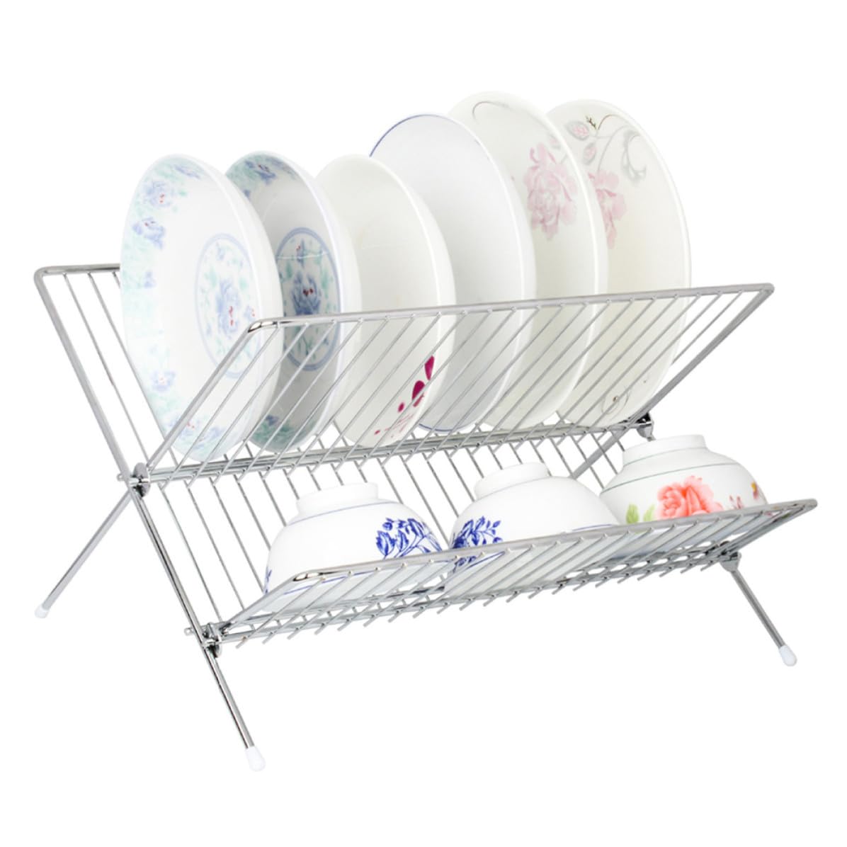 Porte-assiettes Rangement Drainage des Assiettes en Acier Inoxydable Argenté, Support Vaisselle Simple et Fonctionnel Cuisine