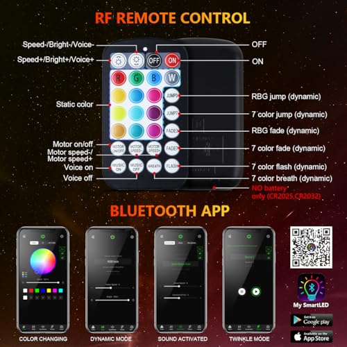 Image of 16W Car Home Starlight Headliner Kit, Twinkle & Sound Activate RGBW Fiber Optic Lights with APP & Remote Control, Star Lights for Ceiling Decoration, 600 pcs 9.8ft