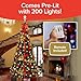 Superstar Santa Pop-Up Christmas Tree, 7FT, Pre-Lit w/ 200 LED Lights, AS SEEN ON TV, Santa Projects North Star, Opens Instantly, Fully Decorated, 7 Colors, 32 Modes w/Remote, Stores Flat