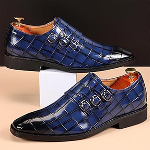 Men's Printed Oxford Shoes Metal Buckle Dress Shoes Formal Zip Business Wedding Shoes4