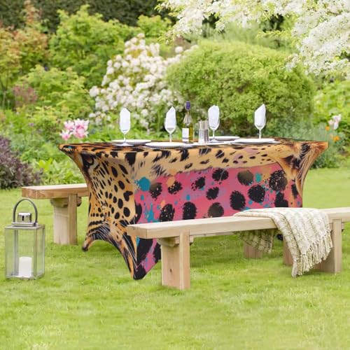 Nappe motif léopard avec élastique pour repas de fête et salon convivial - 8