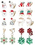 ShinyStyle J4You 8Pairs Christmas Clip on Earrings for Women Christmas Tree Snowman Moose Santa Bells Socks Holiday Clip on Earrin Xmas Fake Earrings Christmas Jewelry Gifts