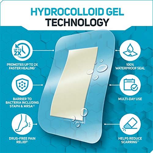 Care Science Fast-Healing Waterproof Hydrocolloid Gel Pad Bandages, XL, 2 in x 3 in, 12 ct | 100% Waterproof Seal, 2X Faster Healing, for Blisters or Wound Care - Thumbnail 2