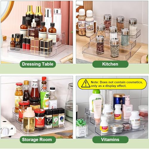 Image of Zollyss 3 Tier Acrylic Perfume Organizer Stand | Clear PET Makeup Display Riser with Protective Fence | Cosmetic Storage Shelf for Vanity, Skincare, Perfume Bottles, Figurines & Collectibles