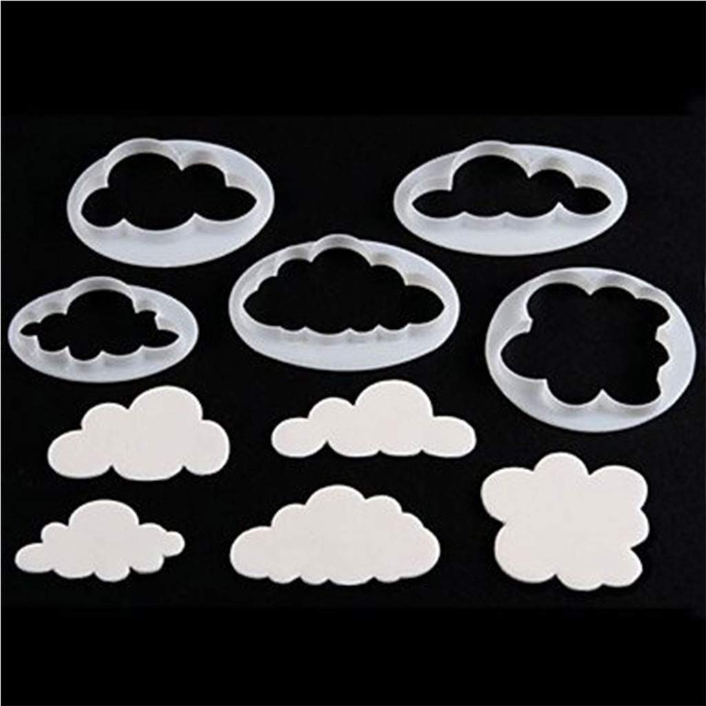 Cake Decor 5PCS Different Plastic Flufy Cloud Cutters Cookie Cutters Cake Cutters Fondant Cloud Cutters