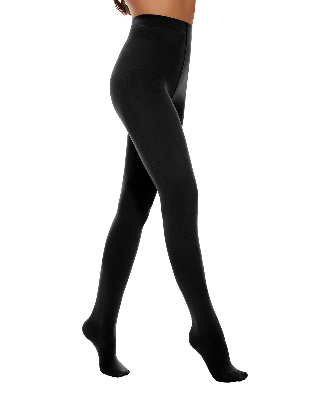 Citystl Opaque Black Tights for Women, 80D Solid Color Soft Tights, Control Top Microfiber Pantyhose for women