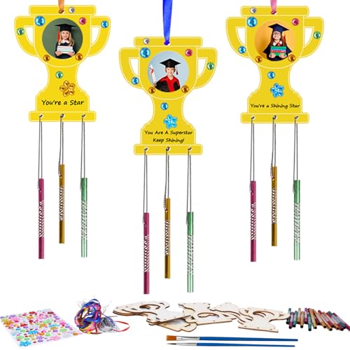 HONMOK Father's Day Crafts for Kids 9 Pack Trophy Shaped Wind Chimes Crafts