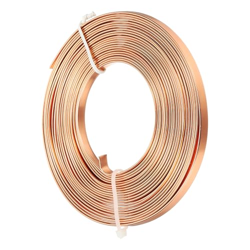 Image of uxcell 18 Gauge Flat Aluminum Wire, 16.40 ft 5mm Wide Aluminum Crafts Wire for Flower Bonsai Crafts Carving DIY Bezel Sculpting Gem Metal Wrap, Copper