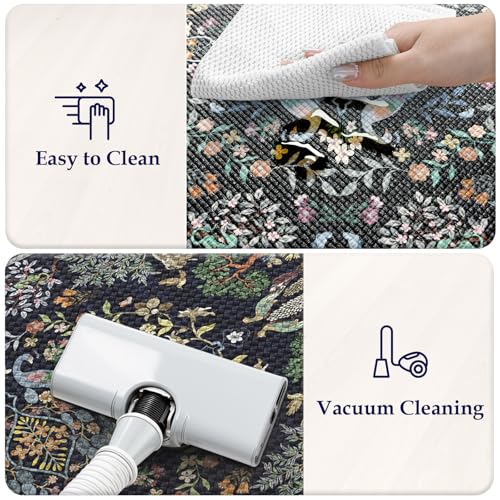 Image of KIMODE Anti Fatigue Kitchen Mats for Floor 17 inchx47 inch+17 inchx29 inch, Dark Blue Vibrant Floral Kitchen Rugs, Non Slip Waterproof Kitchen Floor Mats, Comfort Standing Mats for Laundry Office Sink Desk