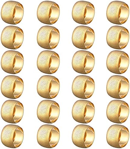 Napkin Rings - Round Napkin Holder Rings for Dinning Table Parties Weddings Family Gather- Holiday Banquet Christmas Dinner Serviette Buckles Decor (24 Set Gold)