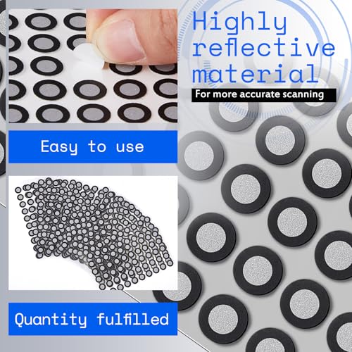 Image of Marspark 50 Sheet 2500 Point 6mm 3D Scanning Markers Dots for 3D Scanner High Accuracy Reflective Reference Adhesive Tracking & Positioning Dots Sticker Diffuse Marker for Industrial Optical Scanning