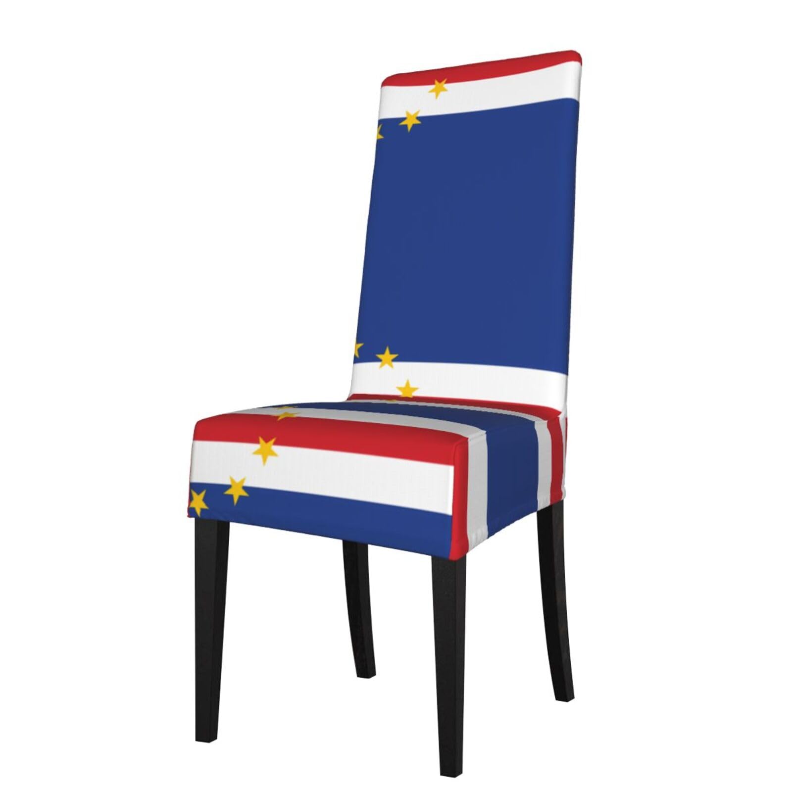 Hlsbssl Black Flag Of Cape Verde Printed Dining Chair Covers, Fully Enclosed, Removable And Washable, Suitable For Family Banquets And Celebrations